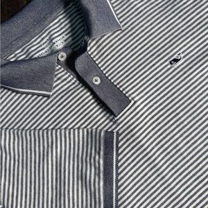 Vineyard Vines Edgartown Navy and White Striped Polo